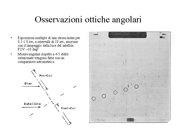 Osservazioni ottiche angolari • • Esposizioni multiple di una stessa lastra per 0. 1