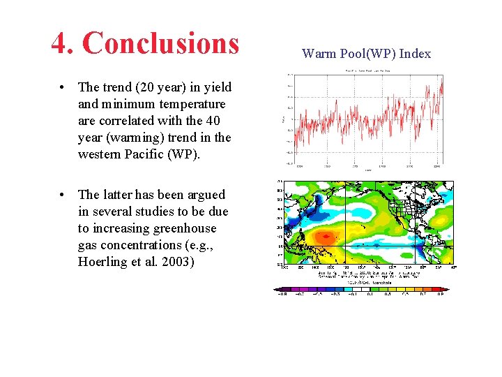 4. Conclusions • The trend (20 year) in yield and minimum temperature are correlated