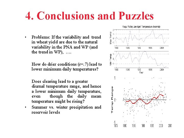 4. Conclusions and Puzzles • Problems: If the variability and trend in wheat yield