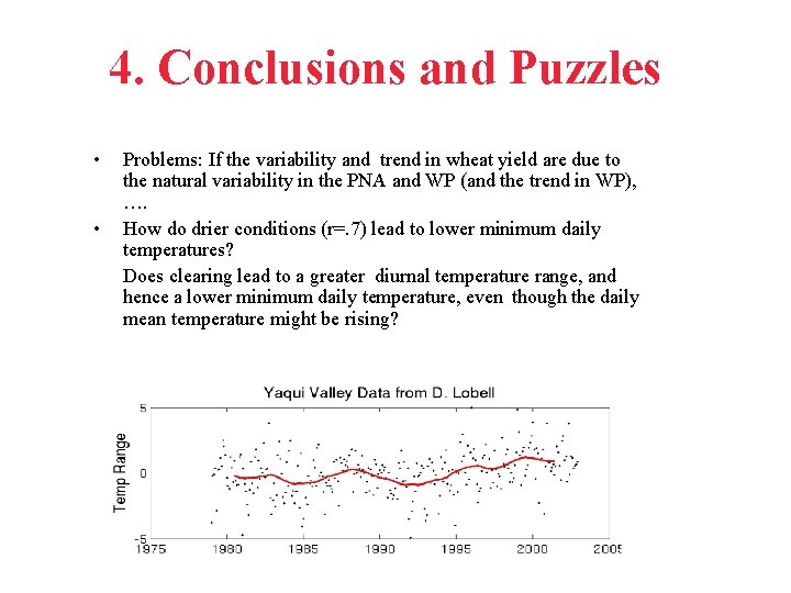 4. Conclusions and Puzzles • • Problems: If the variability and trend in wheat