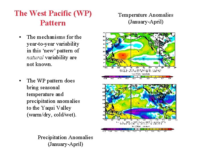 The West Pacific (WP) Pattern • The mechanisms for the year-to-year variability in this