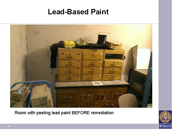 Lead-Based Paint Room with peeling lead paint BEFORE remediation 50 Lead-Based Paint Room with peeling lead paint BEFORE remediation 50