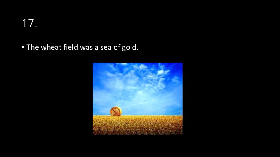 17. • The wheat field was a sea of gold. 17. • The wheat field was a sea of gold.