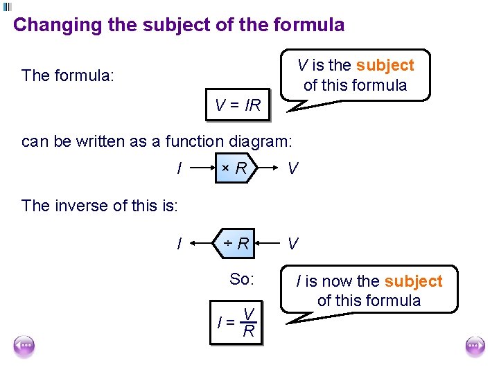 Changing the subject of the formula V is the subject of this formula The Changing the subject of the formula V is the subject of this formula The