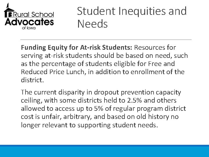 Student Inequities and Needs Funding Equity for At-risk Students: Resources for serving at-risk students