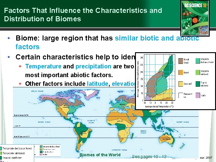 Factors That Influence the Characteristics and Distribution of Biomes • Biome: large region that