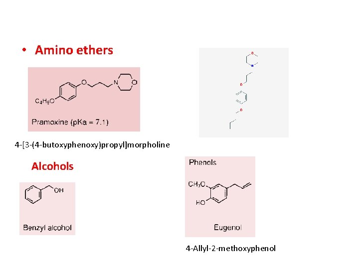  • Amino ethers 4 -[3 -(4 -butoxyphenoxy)propyl]morpholine Alcohols 4 -Allyl-2 -methoxyphenol 