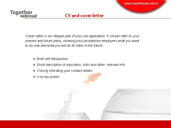 CV and cover letter ‘Cover letter is an integral part of your job application.