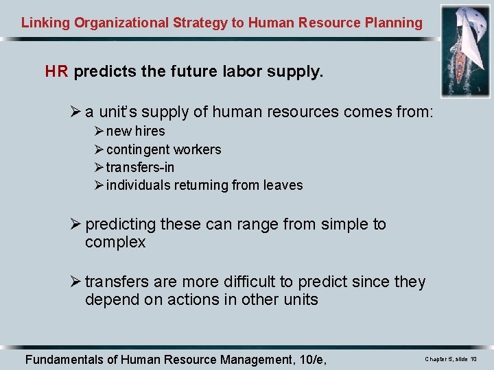 Linking Organizational Strategy to Human Resource Planning HR predicts the future labor supply. Ø