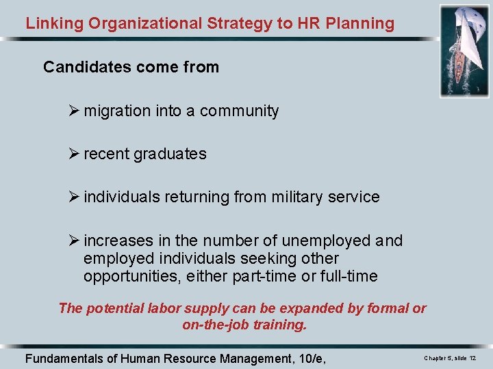 Linking Organizational Strategy to HR Planning Candidates come from Ø migration into a community