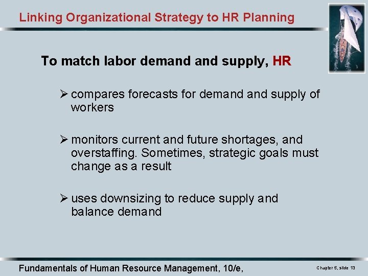 Linking Organizational Strategy to HR Planning To match labor demand supply, HR Ø compares