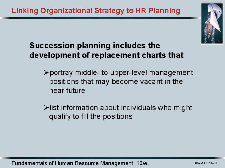 Linking Organizational Strategy to HR Planning Succession planning includes the development of replacement charts