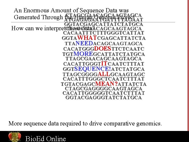 An Enormous Amount of Sequence Data was CTAGCGAACAGCAAGTAGCA Generated Through ATGAGAGAATGATTTTAGAAT the Human Genome
