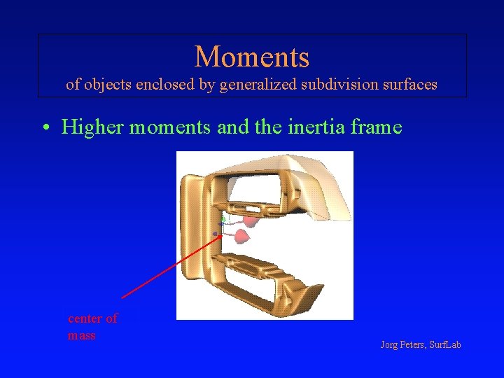 Moments of objects enclosed by generalized subdivision surfaces • Higher moments and the inertia