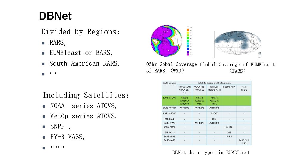 DBNet Divided by Regions： l l RARS, EUMETcast or EARS, South-American RARS, … 05
