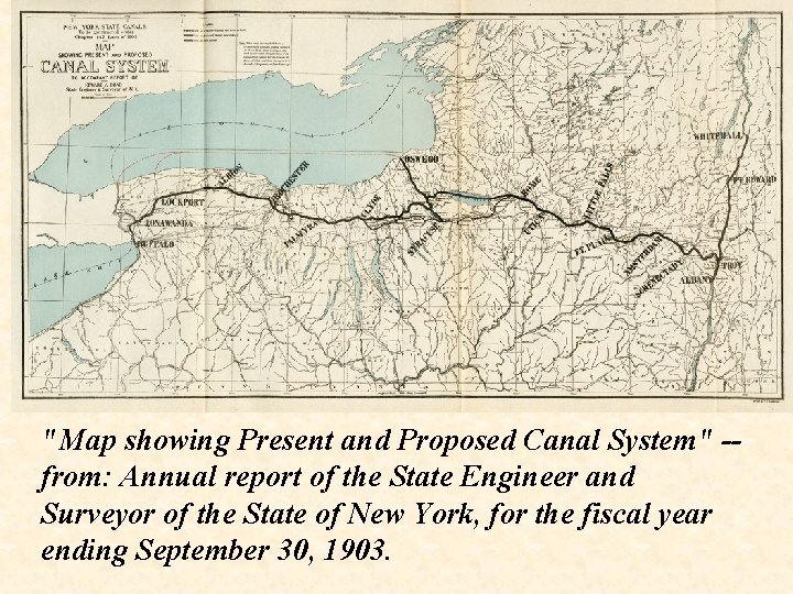 "Map showing Present and Proposed Canal System" -from: Annual report of the State Engineer