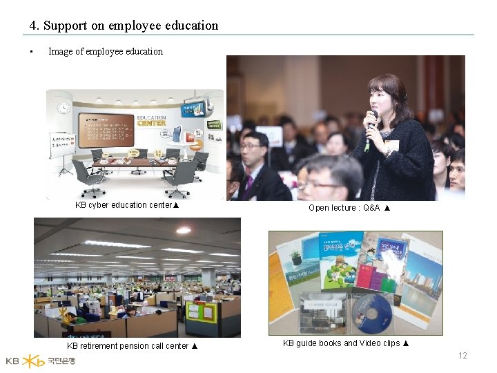 4. Support on employee education • Image of employee education KB cyber education center▲