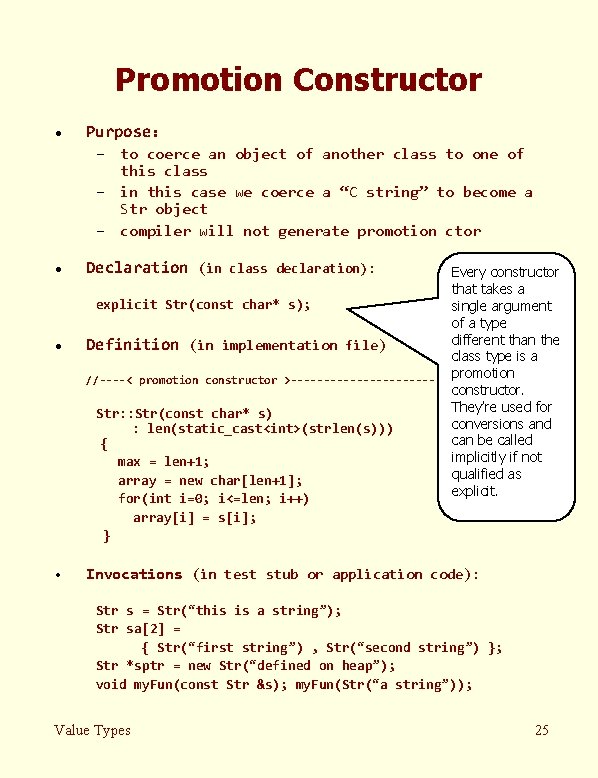 Promotion Constructor · Purpose: – to coerce an object of another class to one