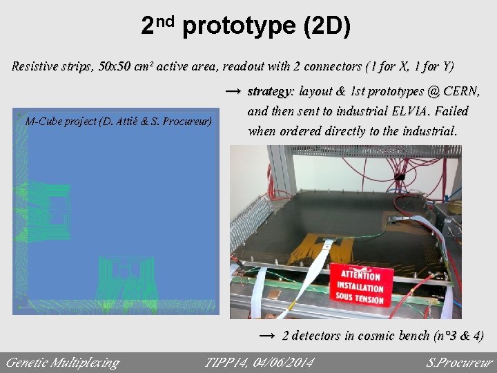 2 nd prototype (2 D) Resistive strips, 50 x 50 cm² active area, readout