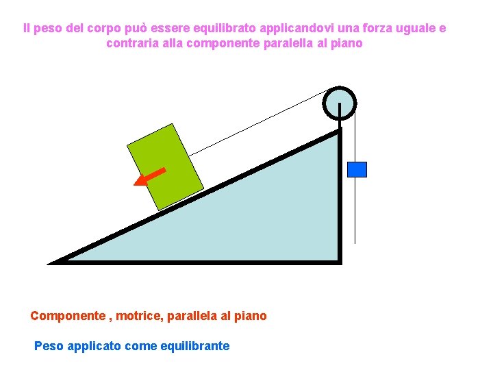 Il peso del corpo può essere equilibrato applicandovi una forza uguale e contraria alla