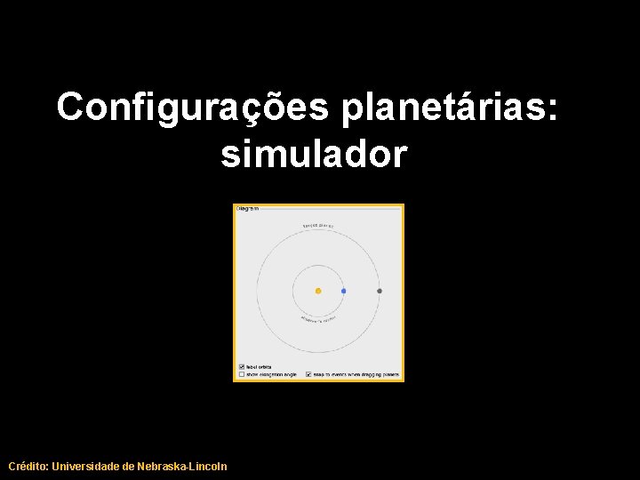 Configurações planetárias: simulador Crédito: Universidade de Nebraska-Lincoln 