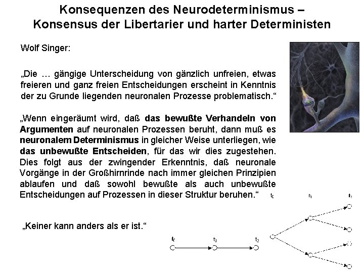 Konsequenzen des Neurodeterminismus – Konsensus der Libertarier und harter Deterministen Wolf Singer: „Die …