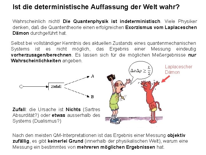 Ist die deterministische Auffassung der Welt wahr? Wahrscheinlich nicht! Die Quantenphysik ist indeterministisch. Viele