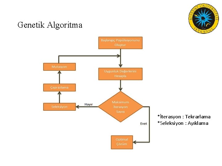 Genetik Algoritma *İterasyon : Tekrarlama *Seleksiyon : Ayıklama 