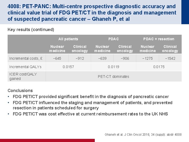 4008: PET-PANC: Multi-centre prospective diagnostic accuracy and clinical value trial of FDG PET/CT in