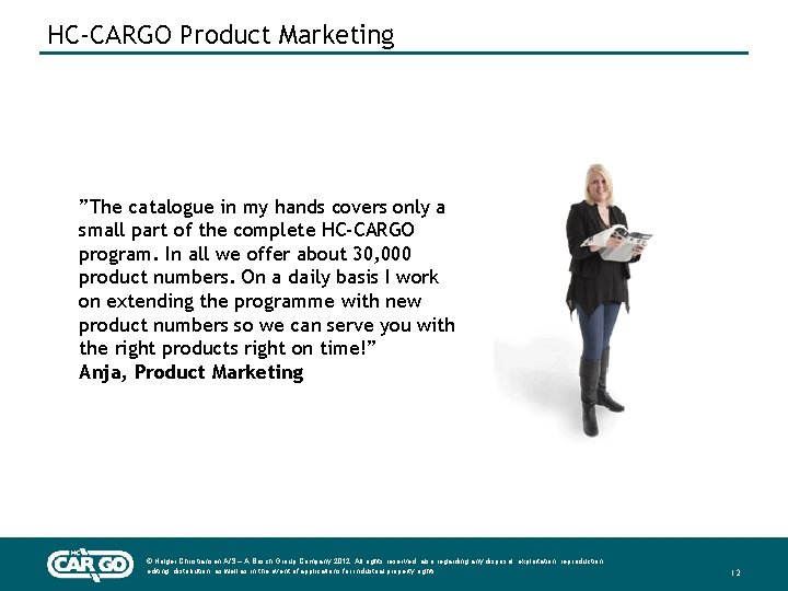 HC-CARGO Product Marketing ”The catalogue in my hands covers only a small part of