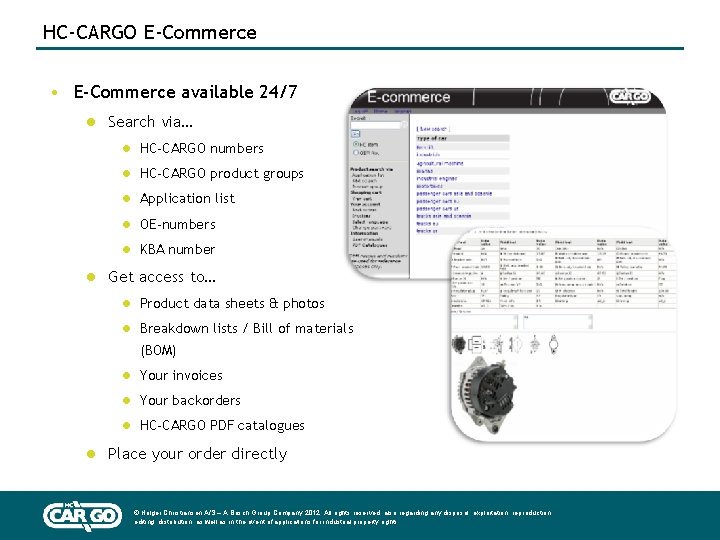 HC-CARGO E-Commerce • E-Commerce available 24/7 l Search via… l HC-CARGO numbers l HC-CARGO