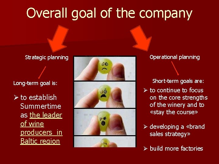 Overall goal of the company Strategic planning Long-term goal is: Ø to establish Summertime