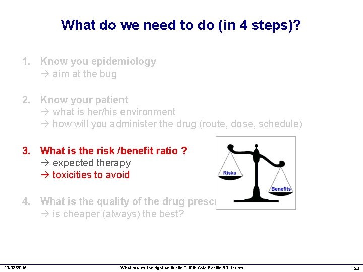 What do we need to do (in 4 steps)? 1. Know you epidemiology aim
