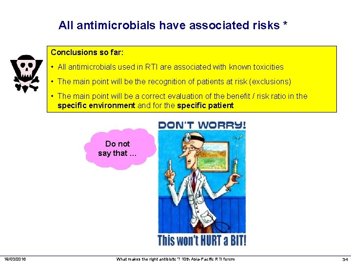 All antimicrobials have associated risks * Conclusions so far: • All antimicrobials used in