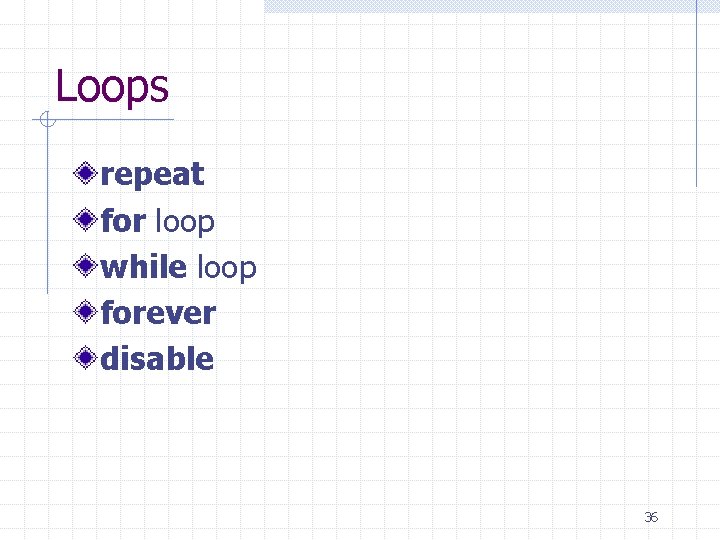 Loops repeat for loop while loop forever disable 36 