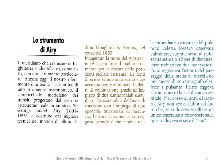 Giulio Cherini XIII Meeting ANS Royal Greenwich Observatory 5 