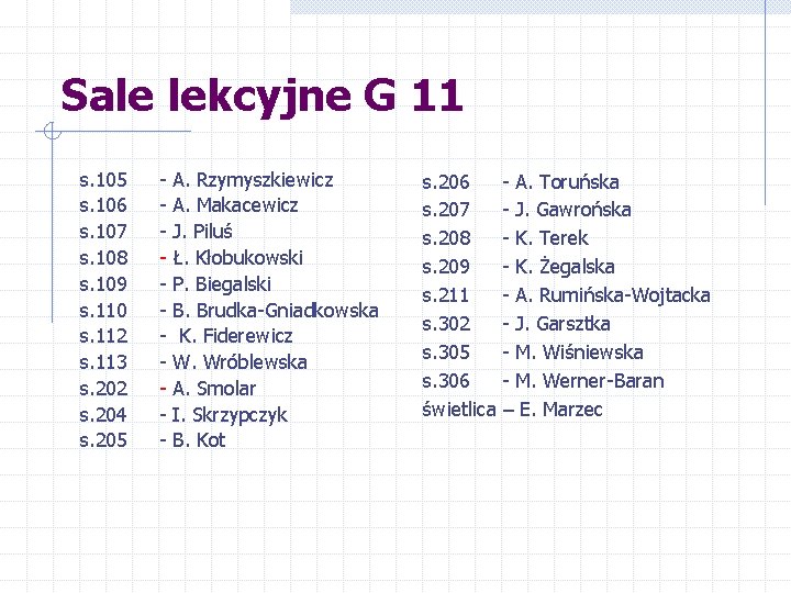 Sale lekcyjne G 11 s. 105 s. 106 s. 107 s. 108 s. 109