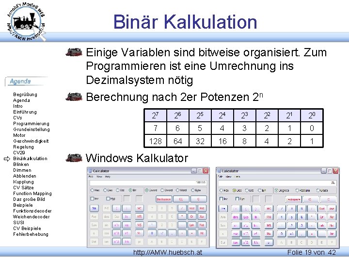 Binär Kalkulation Begrüßung Agenda Intro Einführung CVs Programmierung Grundeinstellung Motor Geschwindigkeit Regelung CV 29