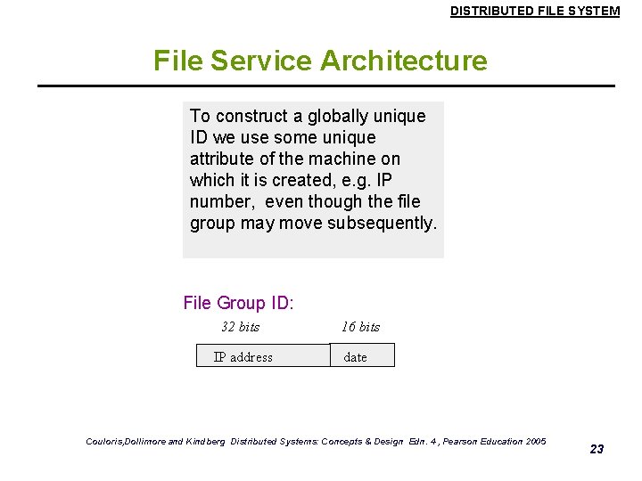 DISTRIBUTED FILE SYSTEM File Service Architecture To construct a globally unique ID we use DISTRIBUTED FILE SYSTEM File Service Architecture To construct a globally unique ID we use