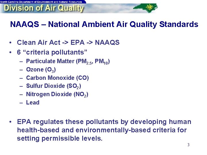 National Ambient Air Quality Standards and State Implementation