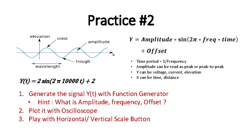 Practice #2 Y(t) = 2 sin(2 π 10000 t) + 2 • • Time