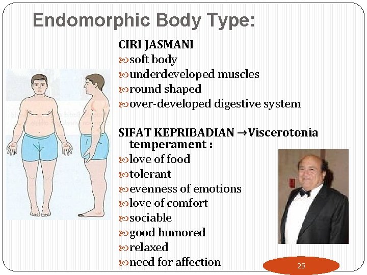 Endomorphic Body Type: CIRI JASMANI soft body underdeveloped muscles round shaped over-developed digestive system