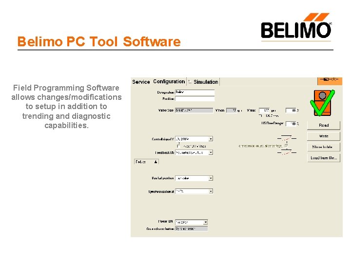 Belimo PC Tool Software Field Programming Software allows changes/modifications to setup in addition to