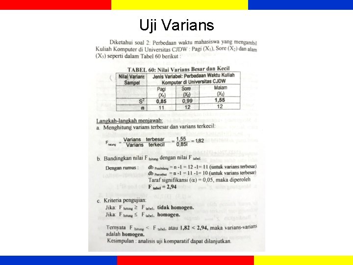 Uji Varians Uji Varians