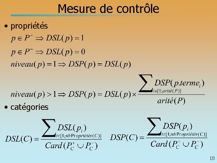 Mesure de contrôle • propriétés • catégories 18 