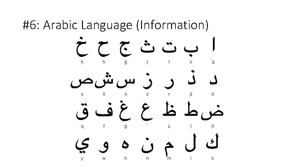 #6: Arabic Language (Information) 