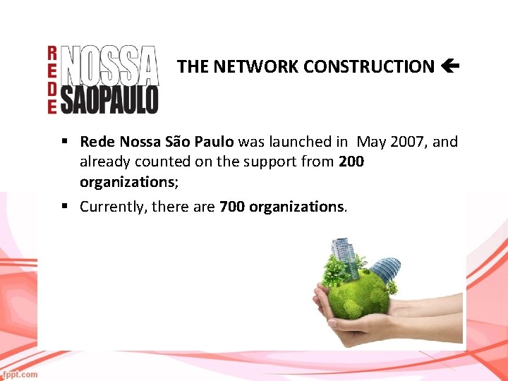 THE NETWORK CONSTRUCTION § Rede Nossa São Paulo was launched in May 2007, and