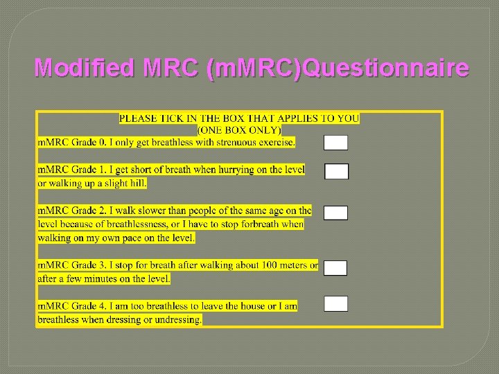 Modified MRC (m. MRC)Questionnaire 