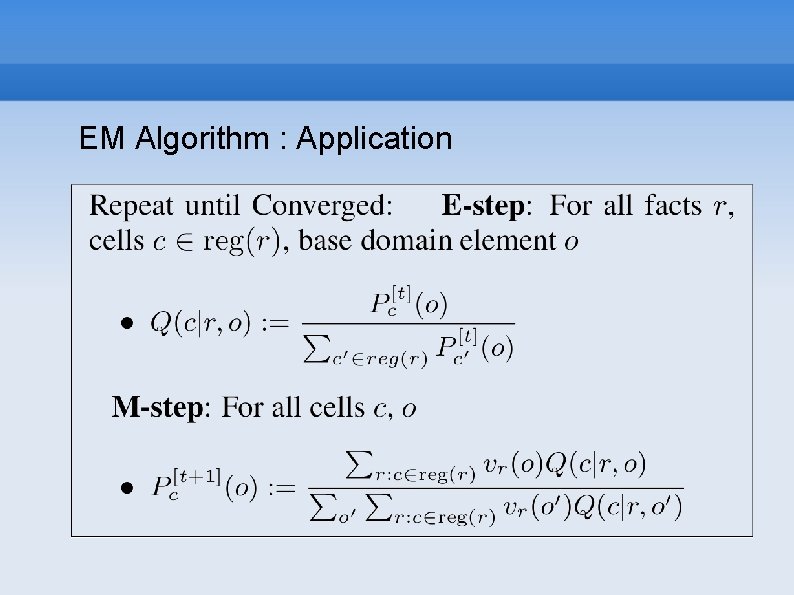 EM Algorithm : Application 