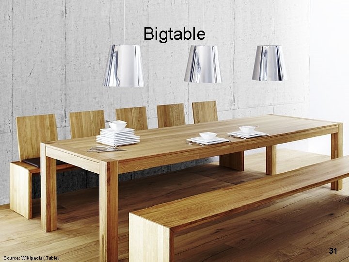 Bigtable Source: Wikipedia (Table) 31 